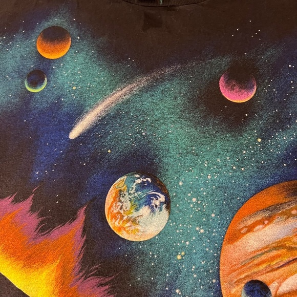 Vintage 90s Habitat Solar System Tee Mens XL Black Crewneck Graphic Short Sleeve - Picture 3 of 8